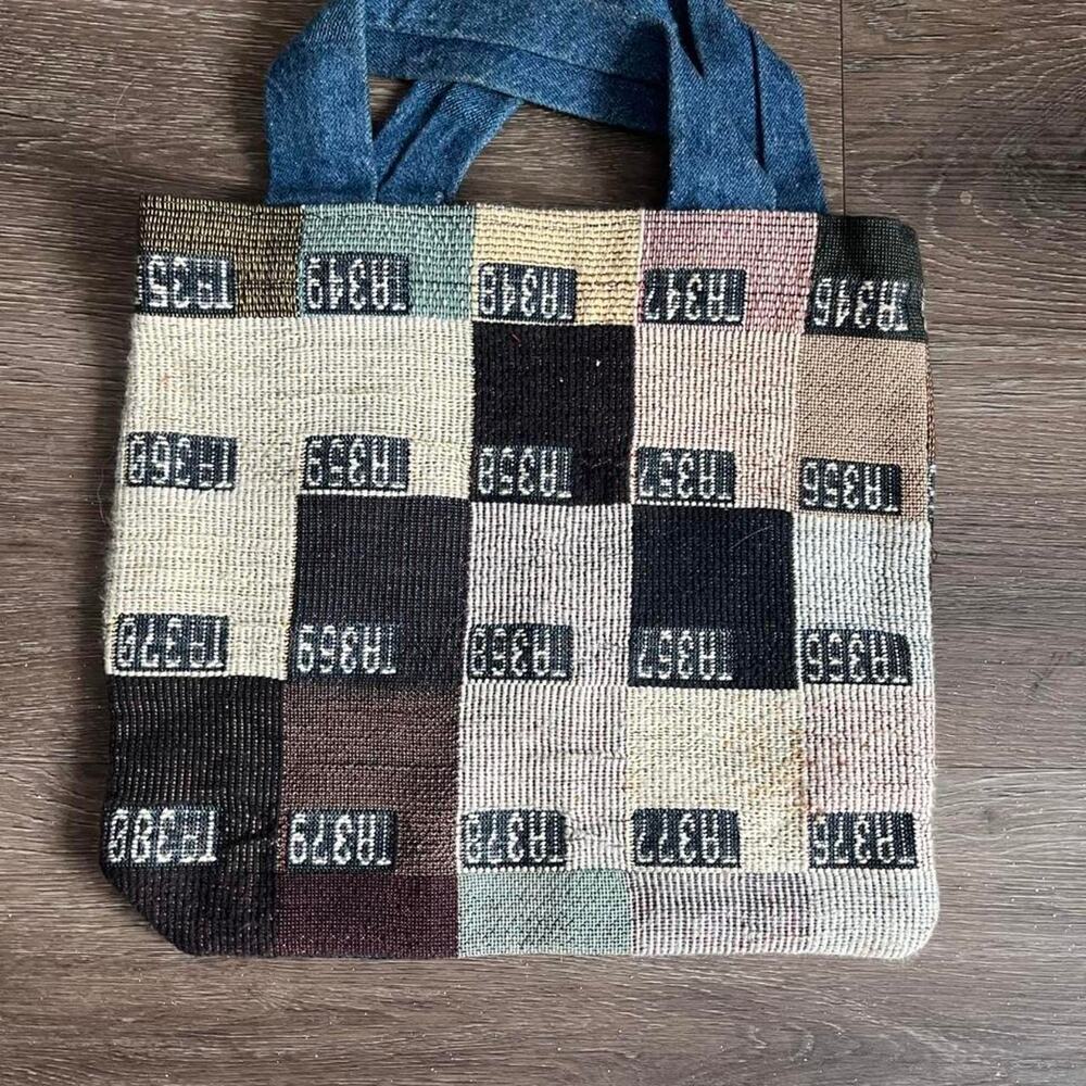 Vintage patchwork mini tote bag